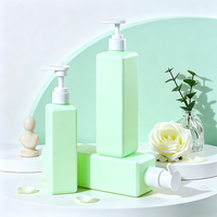 Bouteille carrée en plastique avec pompe HDPE de 300 ml/500 ml/750 ml pour gel douche, shampoing, après-shampoing et gel douche (vide)