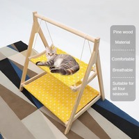 Hölzerne Doppelschichtige Katzenhängematte Schaukelbett Höhle Faltbar & Tragbar Abnehmbar Waschbar Modernes Klassisches Design für Hauskatzen