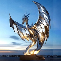 Sculpture de dragon extérieur en acier inoxydable personnalisation décorations de parc de paysage statue en métal