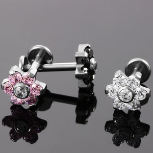 De titanio flor oreja <span class=keywords><strong>Tragus</strong></span> cartílago anillos 16G de cristal pendiente Labret Stud Piercings de las mujeres de la joyería de los hombres - Product Image 5