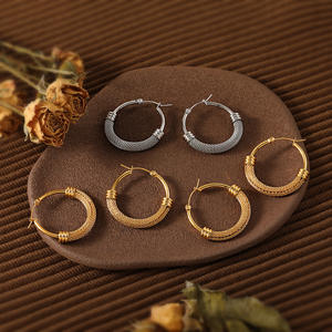 POP Metall wicklung Chunky Classic Edelstahl Runde hohle ungewöhnliche Creolen Wasserdichte vergoldete versilberte Ohrringe - Product Image 2