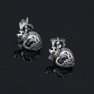 Heart <b>Crown</b> Stud Earrings With Red Gemstone Bezel Setting <b>Silver</b> Tone Fashion Jewelry For Women Gift CF120 - Product Image 3