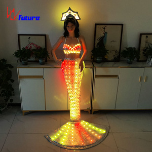 Robe de sirène lumineuse à LED, robe de soirée scintillante, jupe longue en queue de poisson pour mariée, spectacle sur scène, fête, banquet, bal, événement formel - Product Image 3