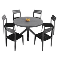 de 5 fauteuils de salle à manger Mobilier d'extérieur Jardin Café Corde Aluminium Hauteur réglable Table carrée et 4 chaises