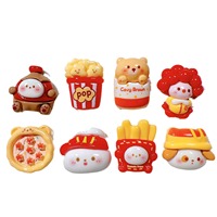 Nouvelle Pizza pop-corn frites motif alimentaire dos plat résine artisanat breloques pour femme bijoux porte-clés bricolage Clip décorations