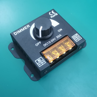 JIUAN Variateur de luminosité PWM haute puissance DC12V-24V 30A avec bouton de réglage, interrupteur de luminosité, boîtier métallique, lumière LED monochrome 1 canal 720W