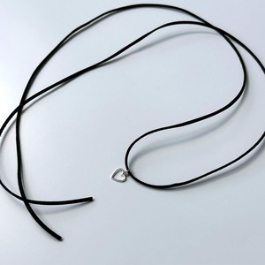 European And American Adjustable Bow Wax Line Choker <b>Heart</b> Pendant Necklace Korean Style Fresh <b>Sweet</b> Clavicle Chain - Product Image 2