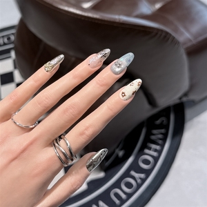 <span class=keywords><strong>Uñas</strong></span> Postizas Acrílicas <span class=keywords><strong>Cortas</strong></span> Pintadas a Mano con Diseño Único de Ojo <span class=keywords><strong>Azul</strong></span> Dulce y Fresco, Hechas a Mano de Alta Calidad, Venta al Por Mayor - Product Image 2