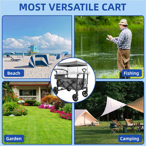 Wagon pour enfants pliable à 2 places, wagon pour enfants avec poignée réglable, capote amovible, harnais de sécurité, grand rangement, tout terrain - Product Image 5