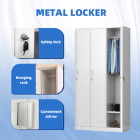 Armoire Métallique Multi-Scènes avec 3 Portes à Fermeture Automatique, Serrure Électronique, Penderie en Acier pour Dortoir, Bureau, École, Salle de Sport