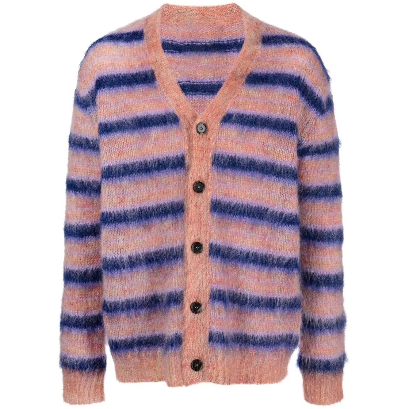 New Winter Unisex Wool Cotton Cardigan Sweater Men's Striped Mohair Button V Neck Custom Logo ODM Minimum Order Quantity