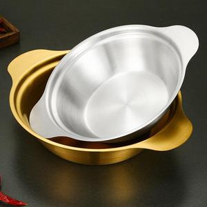 Korean-Style Stainless Steel Hot <b>Pot</b> With Double Handles Gold Finish <b>Large</b> Capacity Soup Stock <b>Pot</b> For Seafood Rice Noodle - Product Image 2
