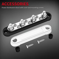 Bloc de bornes de barre omnibus 12V, 4 x goujons de borne de 5/16 po (M8), 6 x # Bloc de distribution d'alimentation à 8 bornes à vis (M4) pour polarité positive et mise à la terre