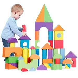 대형 교육 Eva 폼 스태킹 벽돌 3d 큐브 퍼즐 블록 놀이 장난감 아기 블록 세트 부드러운 빌딩 블록 어린이 장난감