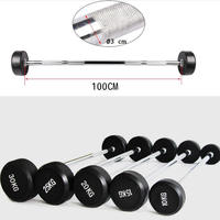 Ensemble d'haltères fixes en caoutchouc pour la musculation, barres droites et incurvées, poids de 10 kg, 15 kg, 20 kg, 25 kg, 30 kg