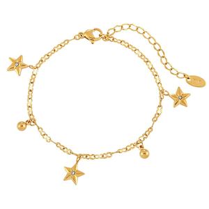 Mercanti di fabbrica di beneficenza oro placcato oro 18K cinque stelle a forma di bracciale di moda in acciaio inossidabile Set di gioielli per le donne - Product Image 3