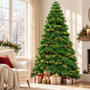 Factory Wholesale High Quality PVC Flocked Artificial Pine Christmas <b>Tree</b> <b>LED</b> <b>Lights</b> Pre-Lit Standing 4.5FT-9FT Indoor Use - Product Image 1
