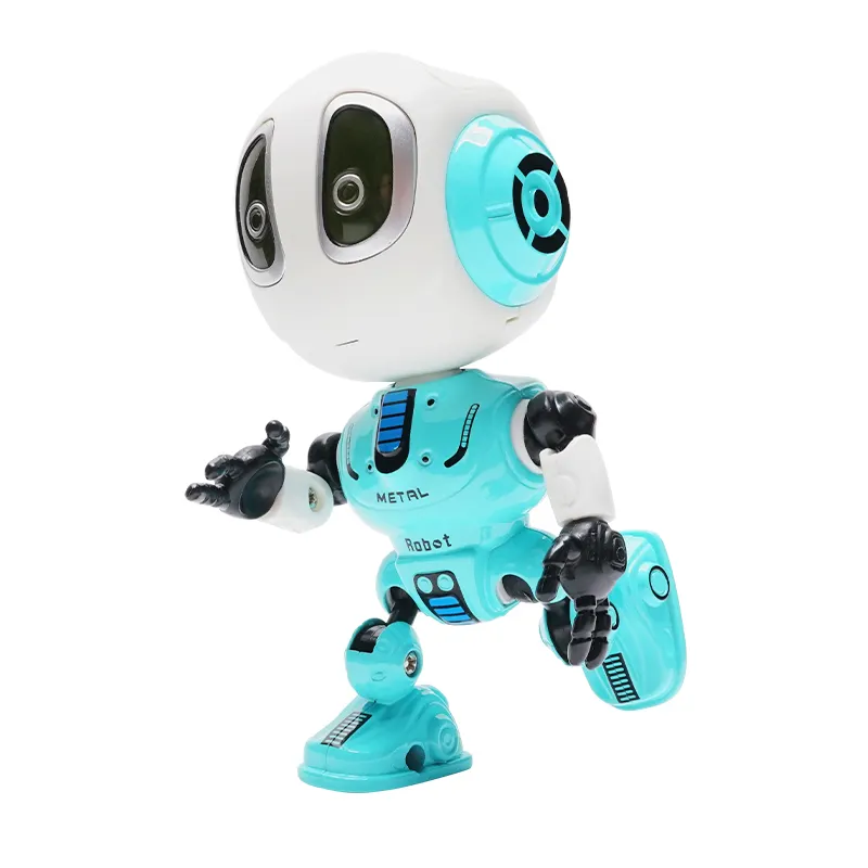 Metallo di Registrazione Intelligente Lega di Corpo Flessibile Elettrico Mini Talking Voice Ripetere Die Cast Robot Giocattolo con Luce e Suono