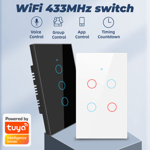 Interrupteur mural intelligent Wi-Fi tactile avec fil neutre 433 MHz en PC 220 V / Compatible Alexa <span class=keywords><strong>Google</strong></span> <span class=keywords><strong>Home</strong></span> pour interrupteurs muraux Bluetooth - Product Image 2