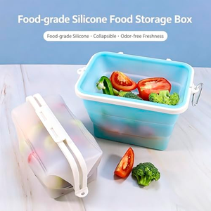 Folding Silicone Containers Box Reusable <b>Silicon</b> Food Storage Fresh-keeping <b>Silicon</b> Freezer Food Storage Bag Pouch for Food Pack - Product Image 5