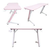 Accepter le logo personnalisé E-sport rose en forme de Z RGB table de bureau de jeu d'ordinateur