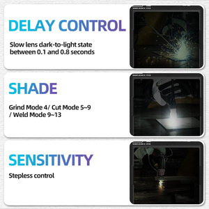 Gafas de soldar de gran tamaño con 4 sensores de arco DIN5-DIN13, oscurecimiento automático solar, para soldadura TIG MIG MMA y rectificado, con color real, suministros de soldadura - Product Image 2