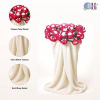 Bouquet de fleurs en fil crocheté fait main BH, arrangement floral réaliste en tricot, décoration moderne réutilisable, cadeau pour les fêtes
