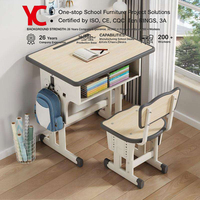 Muebles para el Aula, Juego de Escritorio y Silla Escolar Ajustable en Altura, Cómodo, de Metal, para Niños, para el Aprendizaje en Primaria