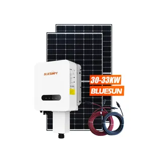 Bluesun güneş ev sistemi 30Kw 40Kw 50Kw 60Kw şebekeye bağlı sistemi için yeşil enerji güç çözümleri ile 440W siyah GÜNEŞ PANELI