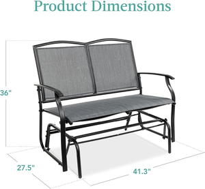 Danlong Direct Produce Chaise de Patio Extérieure pour 2 Personnes Planeur Banc en Acier Causeuse Rocker pour Pont Porche - Product Image 2