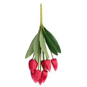 Fleurs artificielles en soie, tulipes à 9 têtes à franges - Arrangements floraux de luxe légers de Chine pour vitrines et décorations de mariage - Product Image 6