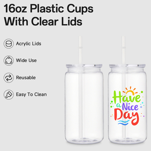 Usa Warehouse Eco-friendly Water Bottle 16oz Reusable <strong>Plastic</strong> <strong>Mason</strong> Tumble <strong>clear</strong> Acrylic Cup With Straw And Lid For Party - Product Image 3