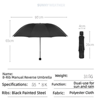 Parapluie pliant inversé personnalisé avec logo, prix de gros, auvent noir, hydrofuge, compact, pour la saison des pluies, vente au détail, cadeau promotionnel, en vrac