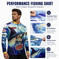 Chemise de pêche personnalisée par sublimation, protection UV, séchage rapide, respirante, uniforme d'équipe performant, vente en gros, OEM, marque privée, en vrac
