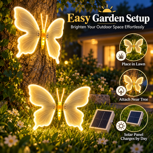 Luces Solares LED para Jardín con Forma de Mariposa, Decoración para Exteriores, Luz Blanca Cálida, Cuerpo de ABS, IP65 Impermeable, Ángulo de Haz de 360°, Control Táctil - Product Image 4