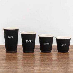 Custom Logo Printed Biodegradable Disposable 8oz 10oz 12oz 16oz Double Wall Eco-Friendly <b>Microwave</b> Safe Coffee Paper Cup <b>Lid</b> - Product Image 1