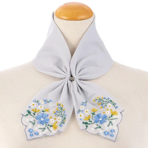 Bufanda corta de algodón con bordado de flores, estilo elegante y moderno, bufanda decorativa diaria para damas. - Product Image 3