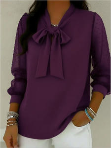 Tela de Poliéster y Elastano, Suministro ODM, Blusas Elegantes e Informales para Mujer de Oficina, Transpirables, de Manga Larga, Tops de Verano - Product Image 5