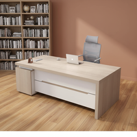 Bureau de direction Herui de luxe moderne en bois clair avec table à thé intégrée, mobilier de bureau modulable pour hôtels et usage commercial