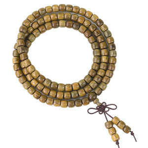Cuentas de Oración Budistas de Sándalo Verde, 108 Cuentas de 6x7mm, Corte Recto en Forma de Barril, Joyería Hecha a Mano de Estilo Chino, Unisex - Product Image 4