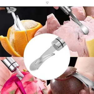 Pelador manual de naranjas y pomelos de acero inoxidable multifunción, abridor de frutas, cuchillo para pelar verduras, cortador manual, 1 unidad - Product Image 5