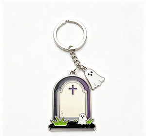 Halloween Metal Key Chain Enamel Gravestone Keyring Ghost Pendant <b>Bag</b> <b>Charm</b> Gift - Product Image 3
