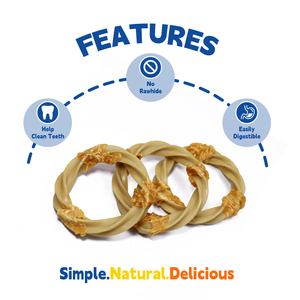 Golosinas para perros y pollos OEM de alta calidad, anillo para cachorros sin cuero crudo envuelto, carne de alta digestibilidad, masticables dentales, comida saludable para mascotas, aperitivos - Product Image 6