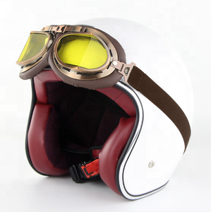<span class=keywords><strong>Casco</strong></span> de Motocicleta Clásico de Media Cara ABS, Estilo Retro <span class=keywords><strong>Vintage</strong></span>, de Cuero, para Motocicleta, Scooter - Product Image 4