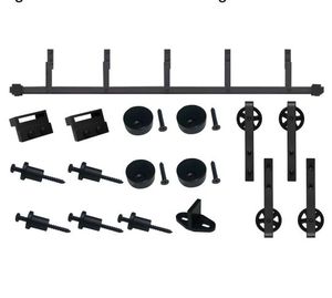 WEKIS Modern Durable Bypass Barn Door Hardware Kit Soundproof Remote Control Steel Brass Track <b>Rail</b> for Low Ceiling Sliding - Product Image 3