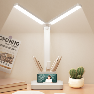 Lampe de table LED rotative et pliable, lumière de lecture à double tête, protection des yeux, rechargeable, portable, commande tactile <span class=keywords><strong>pour</strong></span> le bureau et l'école - Product Image 1