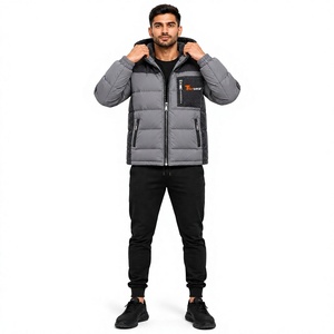 Chaqueta Acolchada con Capucha para Hombre, Ecológica, de Secado Rápido, con Calefacción, Gruesa, con Cierre, Deportiva, Informal, Gris, Negra, Cálida, Estilo Urbano - Product Image 1