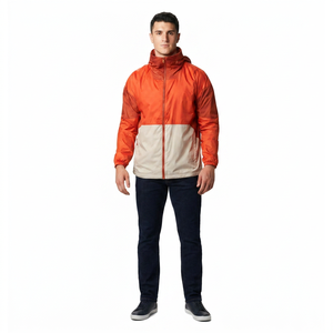 Finer Threads Customized Design <b>Men's</b> Windproof Hooded Windbreaker <b>Raincoat</b> Coated Canvas Stand Collar Lightweight Jacket - Product Image 1