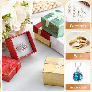 <span class=keywords><strong>Cajas</strong></span> para Anillos de 1.6 x 1.6 Pulgadas, Caja de Joyería de Cartón Duro con Lazo de Cinta, Pequeñas <span class=keywords><strong>Cajas</strong></span> de Regalo para Joyería para Pequeños Negocios (Color Vibrante) - Product Image 2