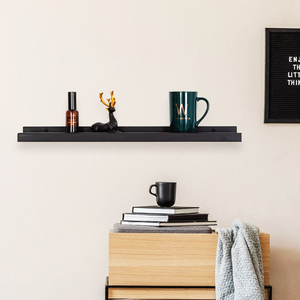 Fabbrica diretta semplice in legno <span class=keywords><strong>nero</strong></span> mensola a muro per il soggiorno decorazione di stoccaggio - Product Image 3